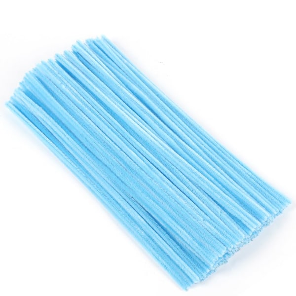 100 stycken piprensare, Chenilletråd 6mm x 30cm, Piprensare för hantverk DIY-projekt Chenilletråd Macaron light blue
