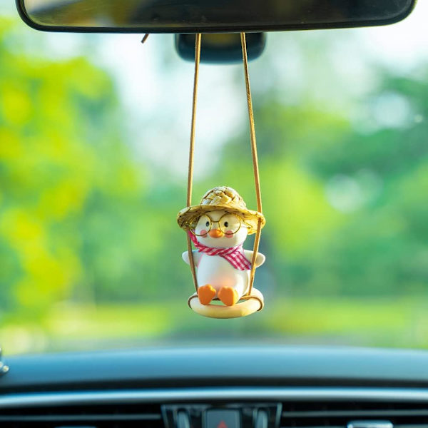 Svingande Anka Bilhängande Ornament, Bilbackspegelhängande Tillbehör (Rosa)