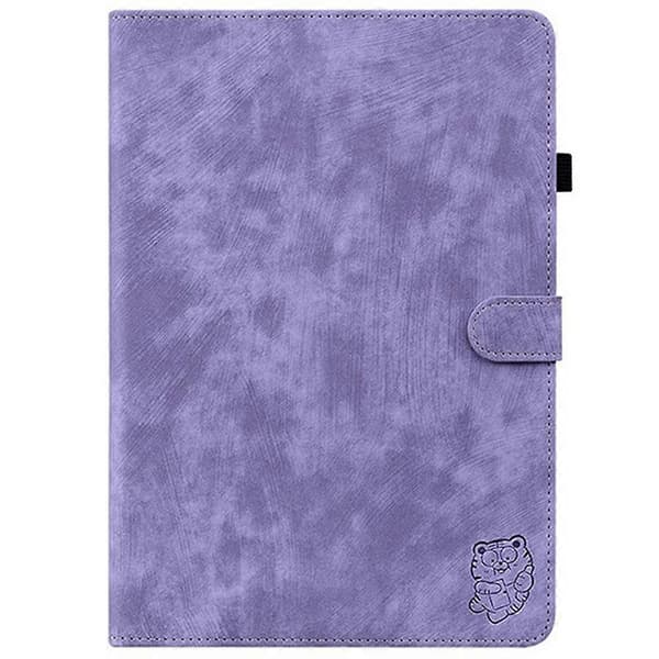 För itel VistaTab 30 Fodral Tiger Tryck Anti-Rep PU Läder Tablet Skydd - Lila