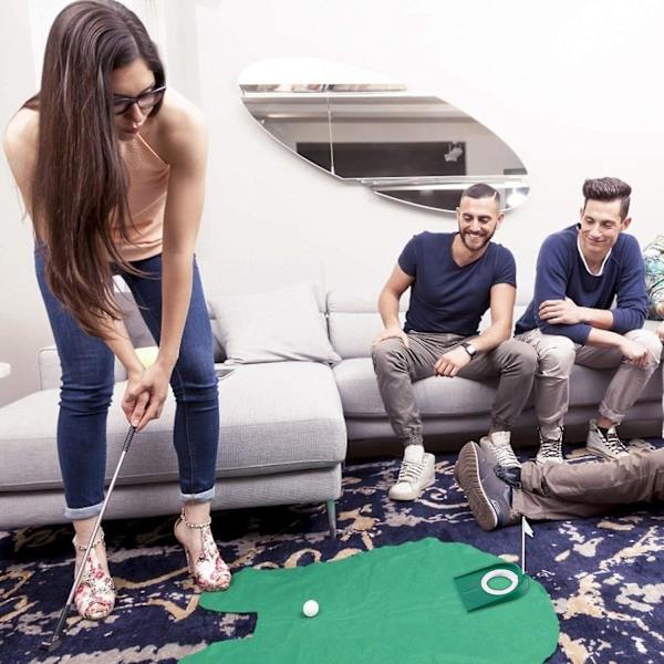 Golf Putting Mat Practice Set Inomhus/utomhus Putting Cups Och Flaggor