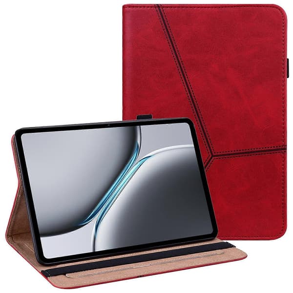OnePlus Pad 2/Pad Pro -kotelolle linjakuvioitu PU-nahkainen korttipidike, tablettiteline - punainen