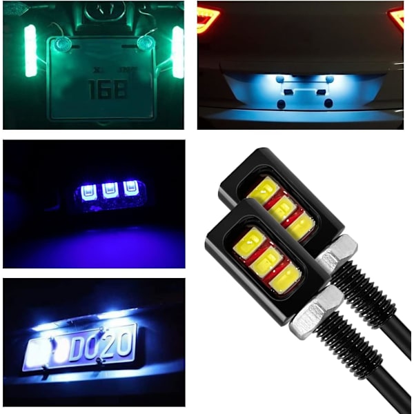 2 stk. 12V LED-nummerpladelys i aluminium, vandtæt skruebolt-nummerpladelampe, til de fleste køretøjer, lastbiler, motorcykler, cykler (lyseblå)