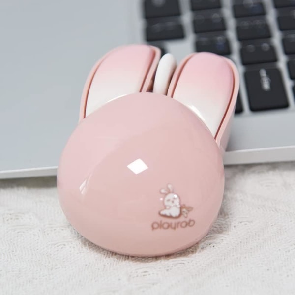 Sød kanin trådløs mus, let og lydløs mus, 2.4G trådløs mus, slikfarve, (Pink Rabbit)