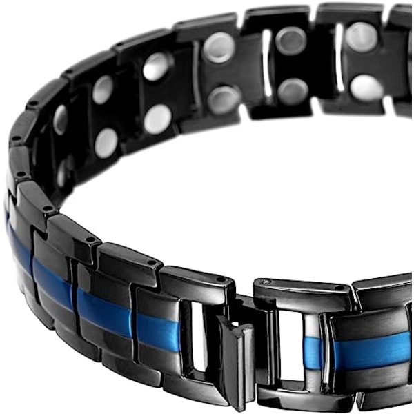 Magnetiska armband för män, magnetiska armband dubbelstark magnet 3500 Gauss med justeringsverktyg (blå & svart länk)