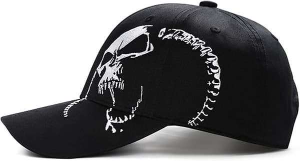Men's Baseball Cap, Bomull Utendørs Sports Cap Cool Skull Back Button Cap Menn Kvinner