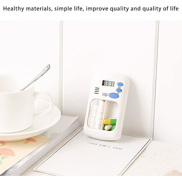 Pillerflaska Timer Cap, Bärbar Elektronisk Digital Pillerlåda Timer med Alarm Smart Pillerfodral Påminnelse med 2 Fack