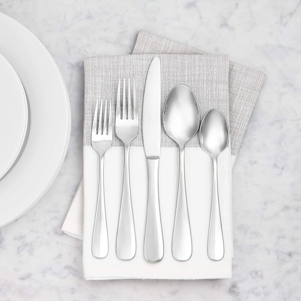 Rostfria middagsskedar med rundad kant, 12-pack, silver