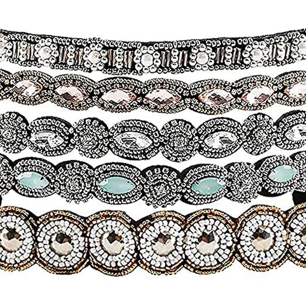 Rhinestone-prydda fashionpannband, 5 st present elastiska pannband