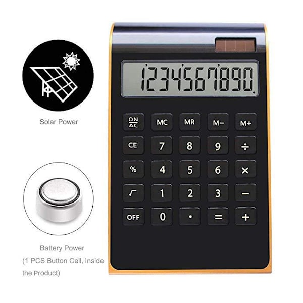 Sähkölaskin kotitoimistoon, jossa 10-numeroinen kalteva LCD-näyttö (punainen)