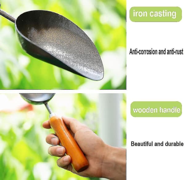 Trädgårdsspade, handspade för trädgårdsarbete, lämplig för jord, kompostflyttning, plantering, omplantering, skopa av foder till husdjursfåglar