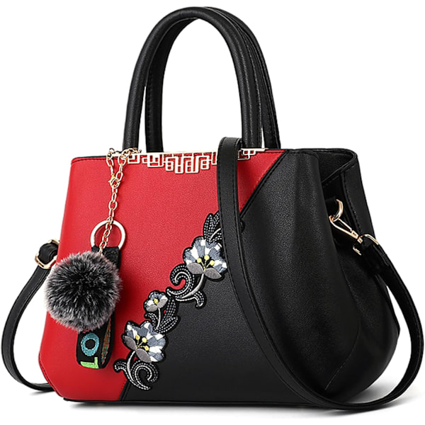 Dametasker Blomstermønster Crossbody Tasker Pom Pom Dekoration Håndtasker Tote Tasker til Kvinder Damer Skuldertaske PU Læder morado