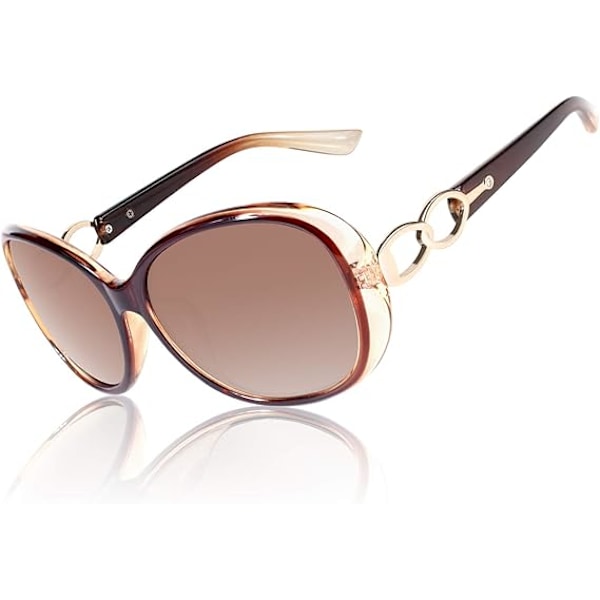 Solbriller Dame Polariserede Retro Designer Dame Solbriller Stor Ramme Oversized Shades UV400 Beskyttelse Transparent brown