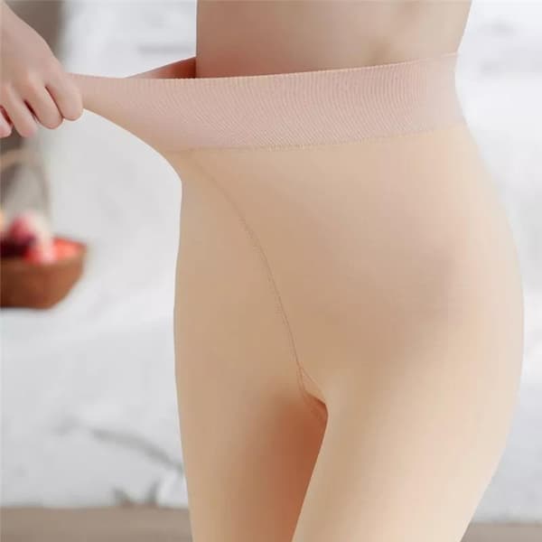 Fôrede vinterleggings med sokker - Dame - Holder deg varm beige