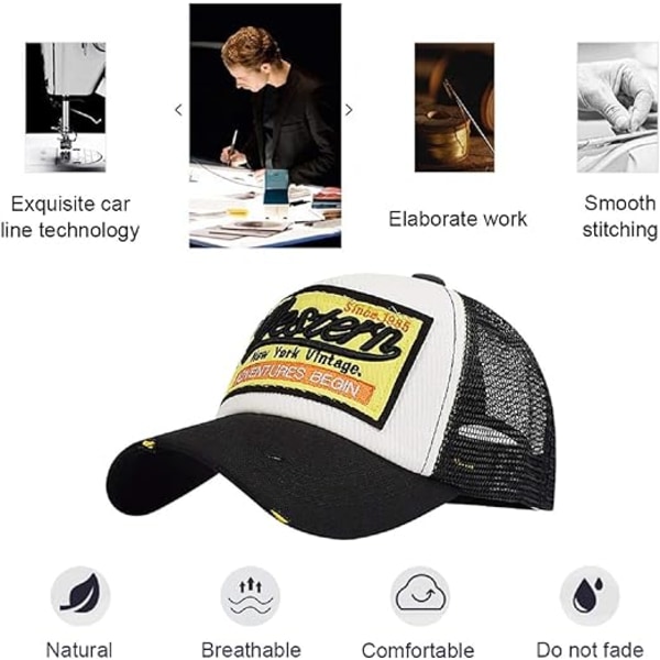 Baseball-lippis, verkkolippikset, unisex, kirjailtu kirjainpaikka, rento lippikset, hip hop -aurinkolippikset Black