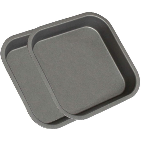 8\" (20cm) Non Stick Twin Pack Square Sandwich Birthday Brownie Cake Tin Pan