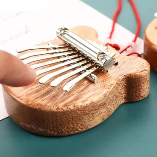 Mini Kalimba 8-tangenters tummepiano, solid akryl fingerpiano med snöre