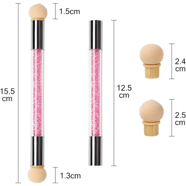 Neglekunst Svampebørste, Dobbelt Hoved med 4 Udskiftningshoveder, Svampe Gradient Manicure Værktøj Negle Tilbehør (Pink)