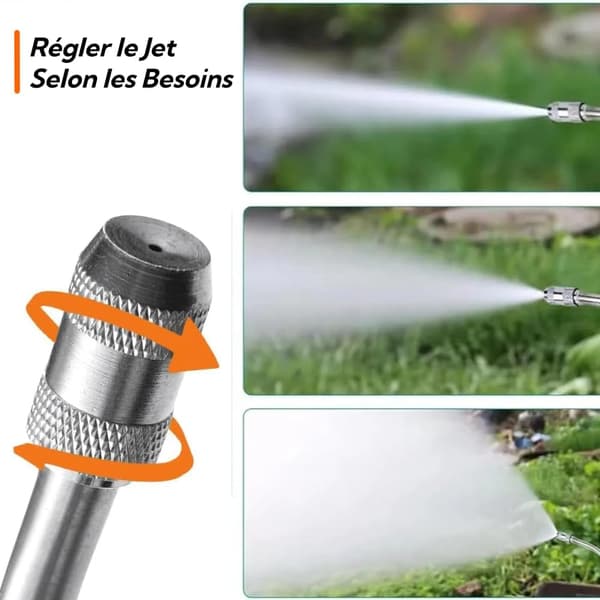 Teleskopisk sprøjtelanse og dyse i rustfrit stål til sprøjter, bilvask, 1/4\" og 3/8\", 2 grænseflader