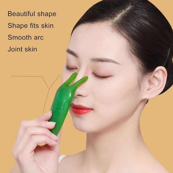 Gua Sha ansiktsverktyg, näsmassager Hög bro nässkrapa Gua Sha massageverktyg för att forma näsans käklinje. Minskar svullnader (grön)