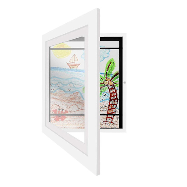 Barnerammer for kunst - Enkle rammer for å bytte kunstverk, tegninger og bilder for vegg og bordplate White
