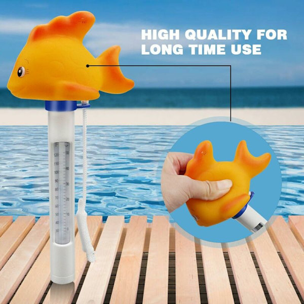 Flydende pooltermometer, vandtermometer med snor og morgenmad varm kilde akvarium jacuzzi fiskedam (lille gul croaker)