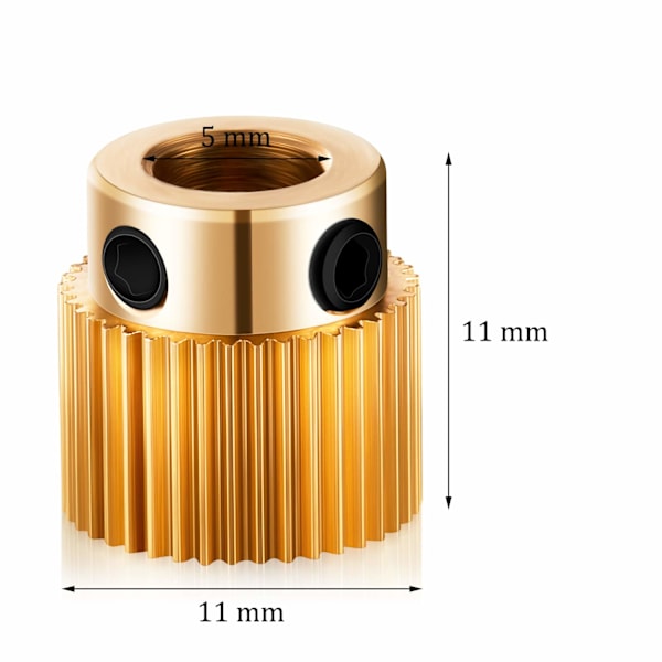 Ekstruderhjul 3D-printerdele 40 tænder gear messing ekstruderhjul kompatibel med CR-10, CR-10S, S4, S5, Ender 3, Ender 3 Pro (10)