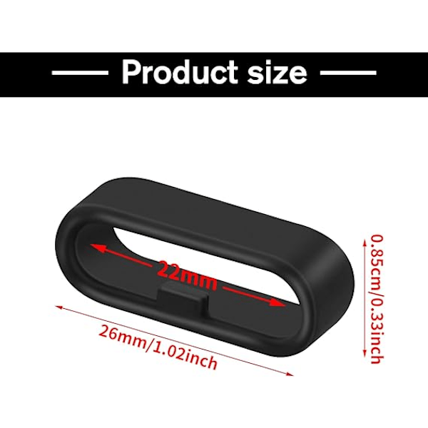 Kellohihnan silmukka, silikoniset kellohihnan renkaat, 10 kpl, rannekkeen pidike älykellolle black 22MM