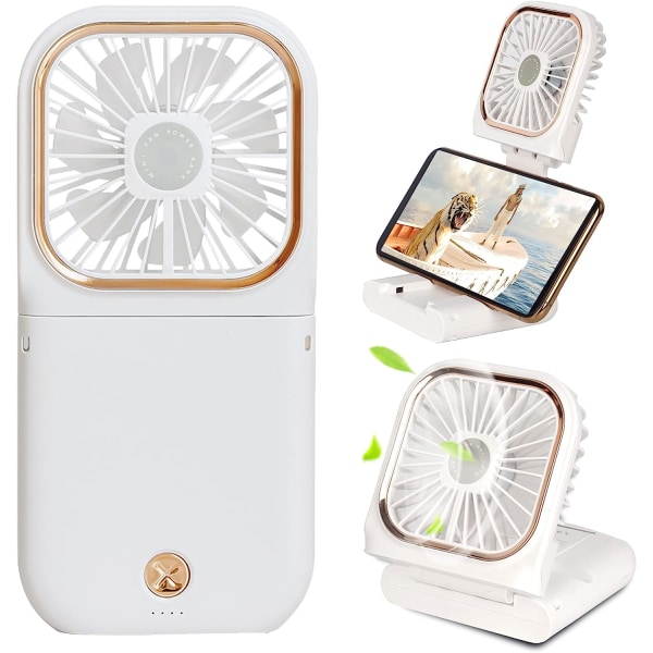 Portable Handheld Fan Outdoor Charger Fan Power Bank Mini Fan 3000mAh USB Phone Holder, Power Bank