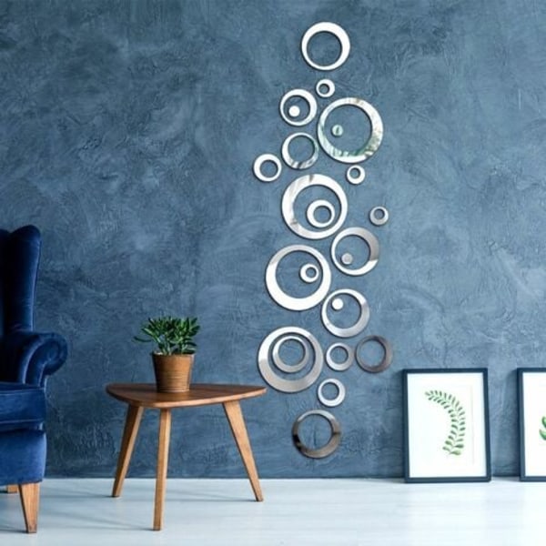 Väggdekaler, avtagbara runda väggdekaler Väggdekaler Akryl spegelscen för hemmet Vardagsrum sovrum dekoration (24st)