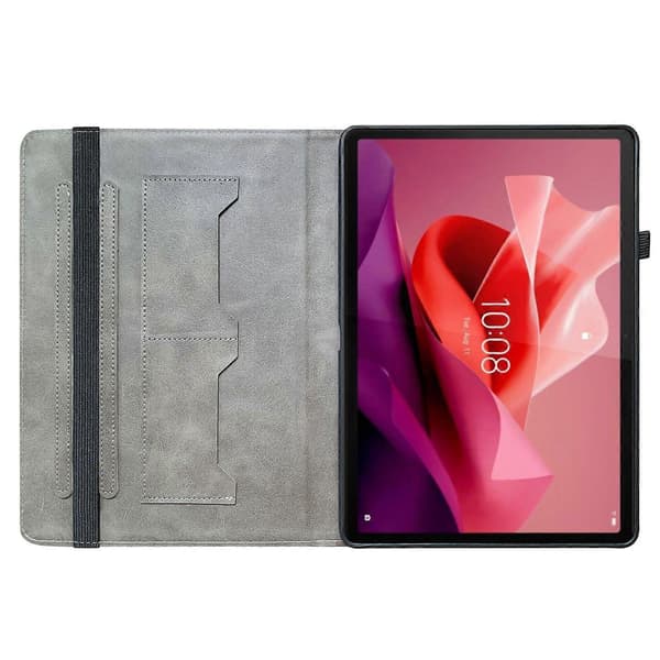 För Lenovo Tab P12 Läderfodral Mönstertryckt Ställ Tablet Skydd med Kortfack