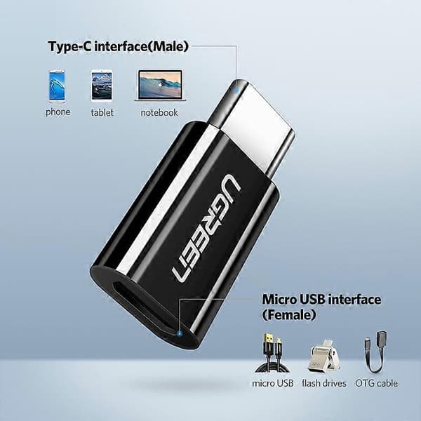 UGREEN 30865 Type-C til Micro USB Hun Adapter Mini Bærbar USB C Konverter