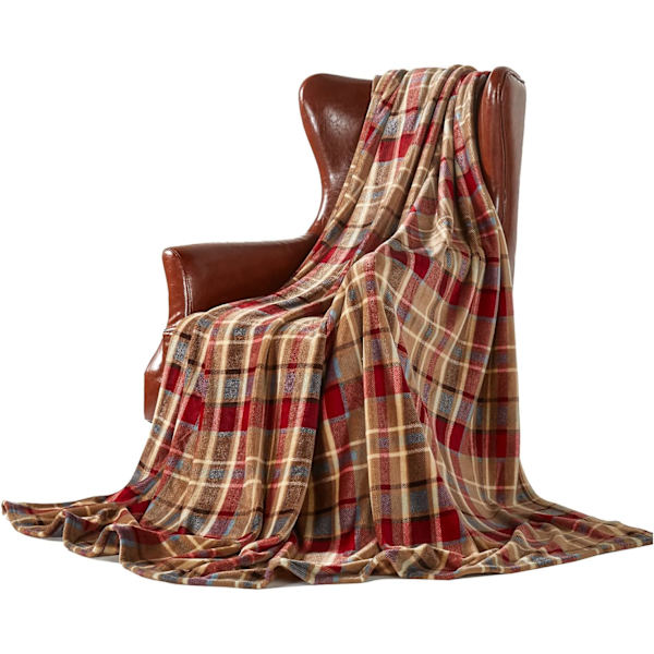 Fleecepledd for sofa, seng, stol - Myk, fargerik, oversized, dekorativt ultra-plysj teppe (150x200cm, rød rutete)