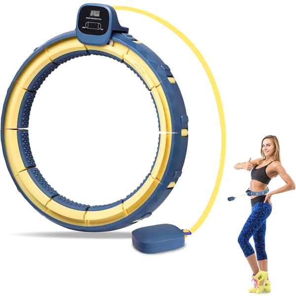 Painotettu Smart Hoop -harjoitushieronta 2 in 1 putoamaton painotettu fitness 16 irrotettavalla solmulla, koko säädettävä Blue