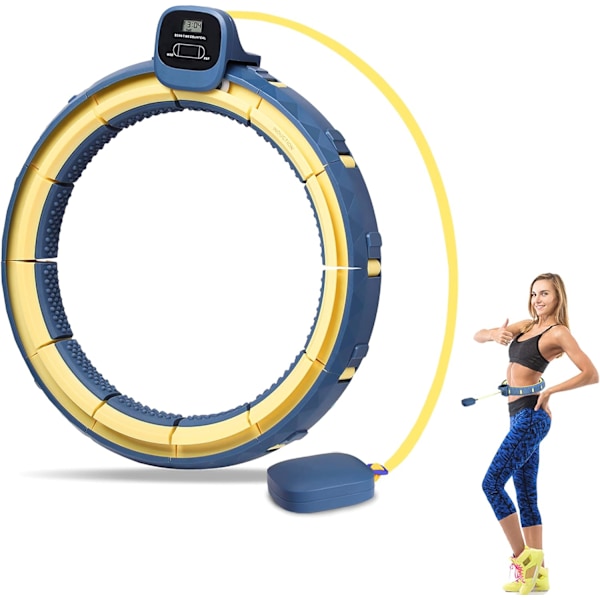 Vektet smart hula-hula-ring  Treningsmassasje 2 i 1 Ikke-fallende vektet treningsring med 16 avtakbare knuter Størrelse justerbar Blue