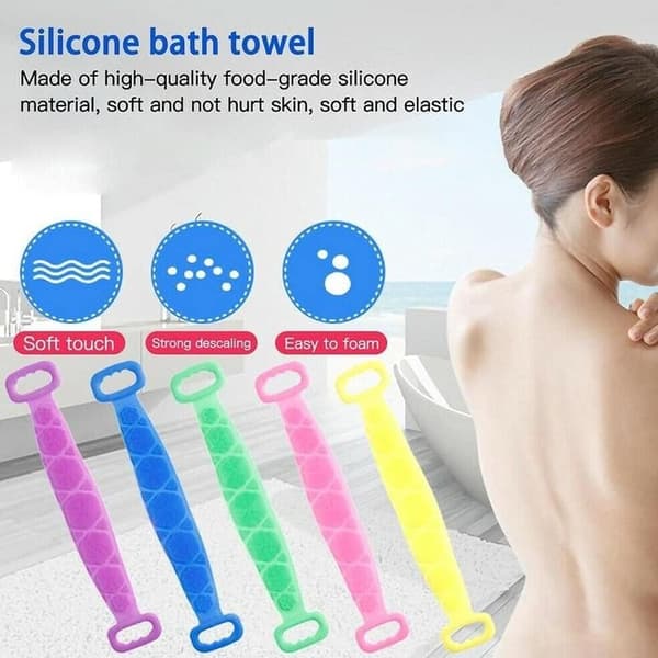 Silikonbadborste Handduk Ryggskrubb Duschborste Flexibla Skrubbare