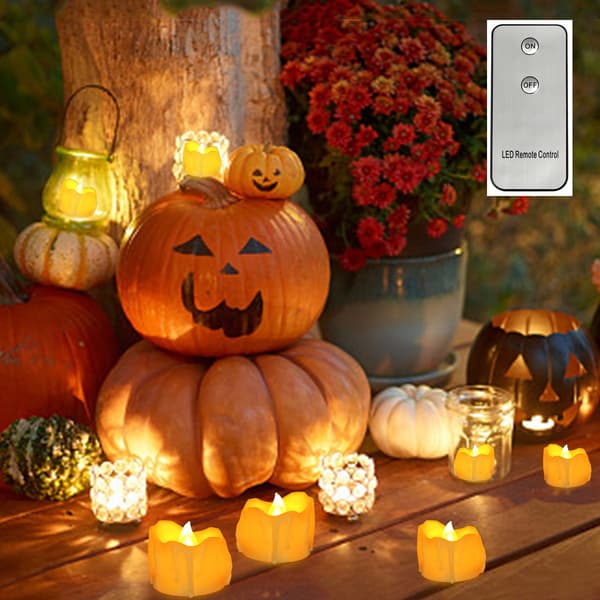 LED-teljus med timer, batteridrevne flammefrie lys - trygge og dekorative, 24 stk.