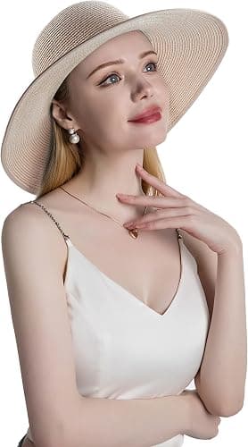 Dame Sommer Bredskygget Solhat Strand Foldbar Solhatte Floppy Roll Up Cap Uv UPF 50+ Caps light pink