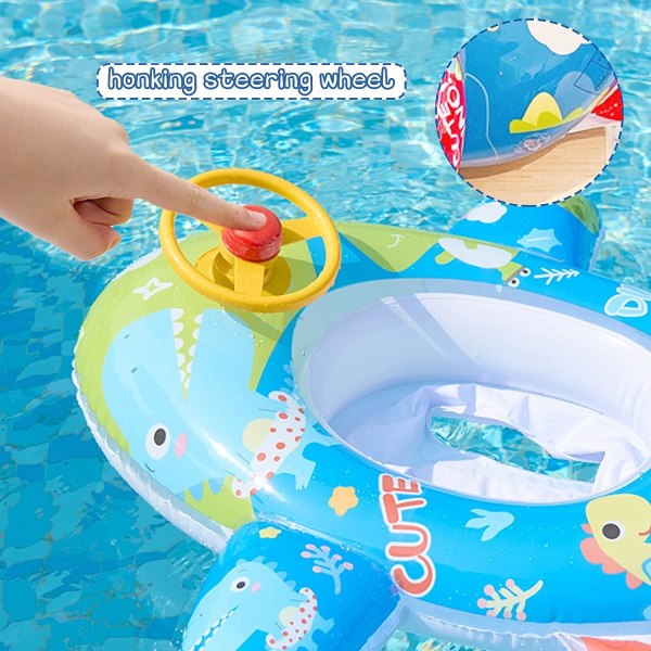 Babyflottör för pool, simflottör baby uppblåsbara flottör med ratt och vattenpistol