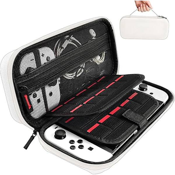 Växlingsfodral - Bärfodral med 20 spelkassetter, för Nintendo Switch-konsol och tillbehör, vitt