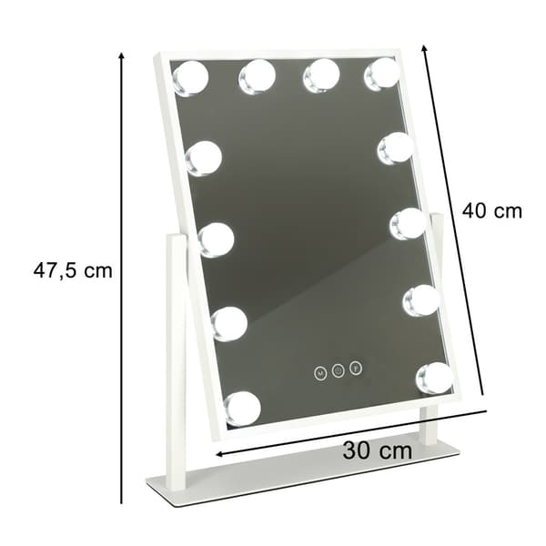 LED sminkespeil med USB-lys 30x40cm