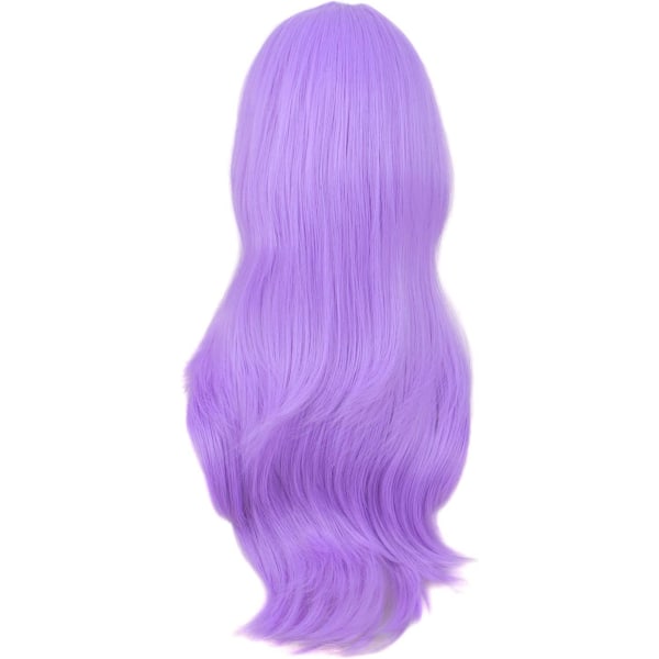 28 tommer/70 cm kvinner side smell lang krøllete hår cosplay parykk for kvinner jente Light Purple 28"