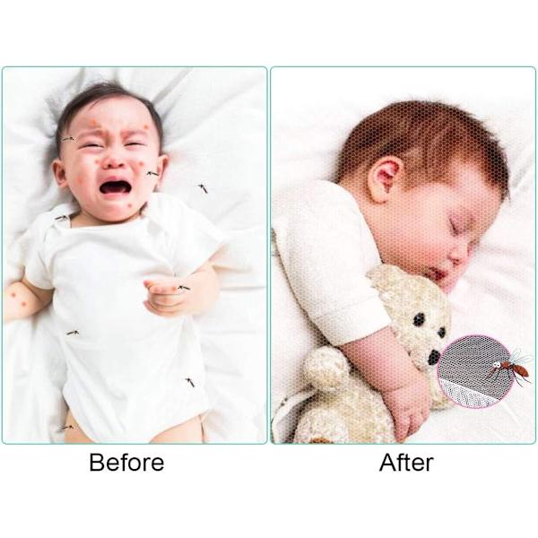 Myggenet Universal baby seng 80 x 160 x 65 cm, hvid farve