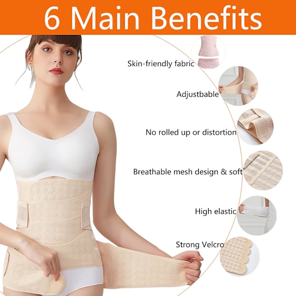 Postpartum Belly Wrap - C-sektion Återställningsbälte 2 i 1 Set M XL
