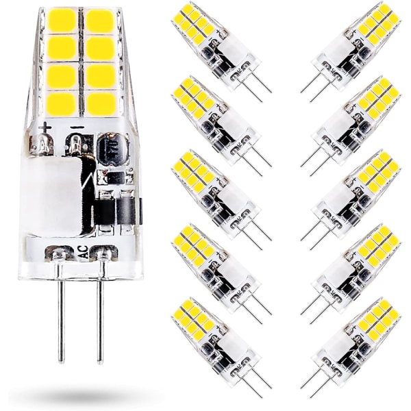 3W G4 LED-lampa, 6000K kallvitt, motsvarande 35W G4 halogenlampa, AC/DC 12V, 300 lumen, ej dimbar, 10-pack