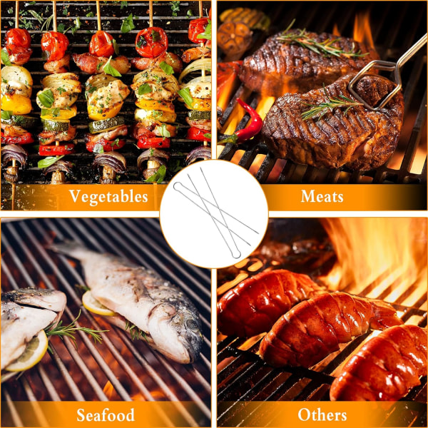 Lange grillspyd 10 stk rustfrit stål grillspyd grillspyd genanvendelige grillspyd flade til picnic camping grillfest