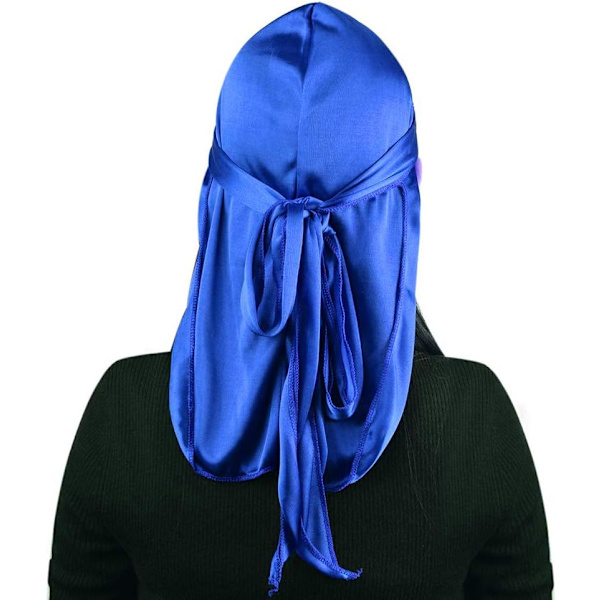 2 stk. Lange Hale Durag, Unisex Silke-lignende Hovedbeklædning Brede Stropper Pirat Hårtab Chemo Cap til Hip-hop og Daglig Dekoration