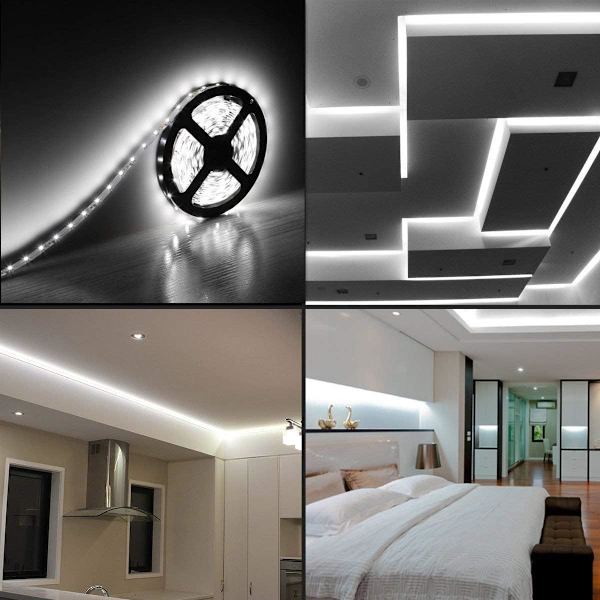 Joustavat LED-nauhat, vedenpitävät, 12 voltin LED-nauhat, 16,4 jalkaa/5 m, joulu-/juhla-/sisä-/ulkokoristeluun (valkoinen)