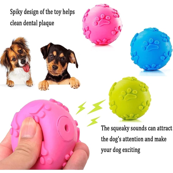Hundleksaksboll, hundgnissande boll, hundtuggboll, hundbollsgummi för medelstora och små hundar - 3-pack