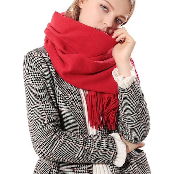 Kvinnors tjocka mjuka pashmina sjal wrap halsduk varm enfärgad stulen