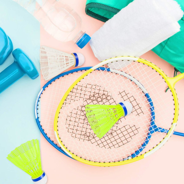 12-pack badmintonbollar Premium nylon , höghastighetsträningsbadmintonbollar för inomhussport utomhus (vit och gul)